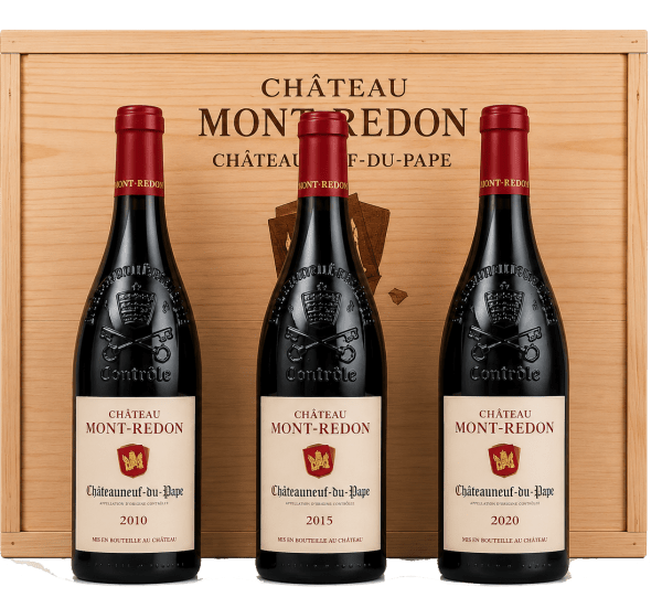  Château Mont Redon Coffret Vertical Châteauneuf-du-Pape - 2010-2015-2020 - 3 x75cl Rot 225cl